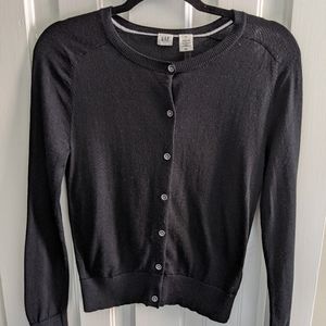 Black merino wool cardigan